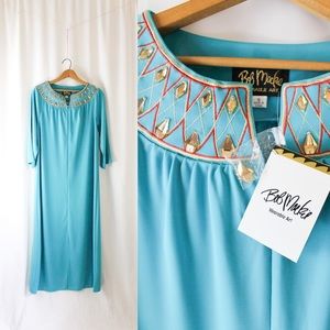 Bob Mackie Wearable Art Mumu House Dress Teal NWT